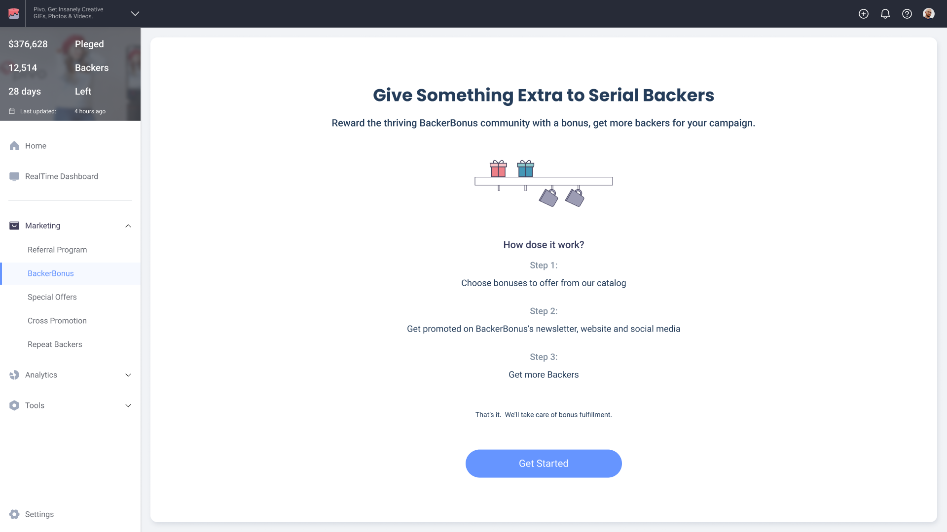 BiggerCake Main Dashboard