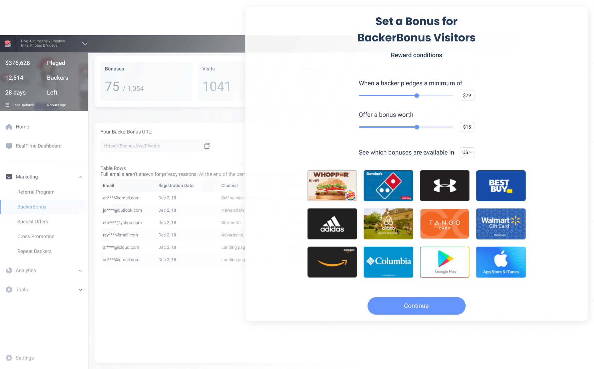 BiggerCake Main Dashboard